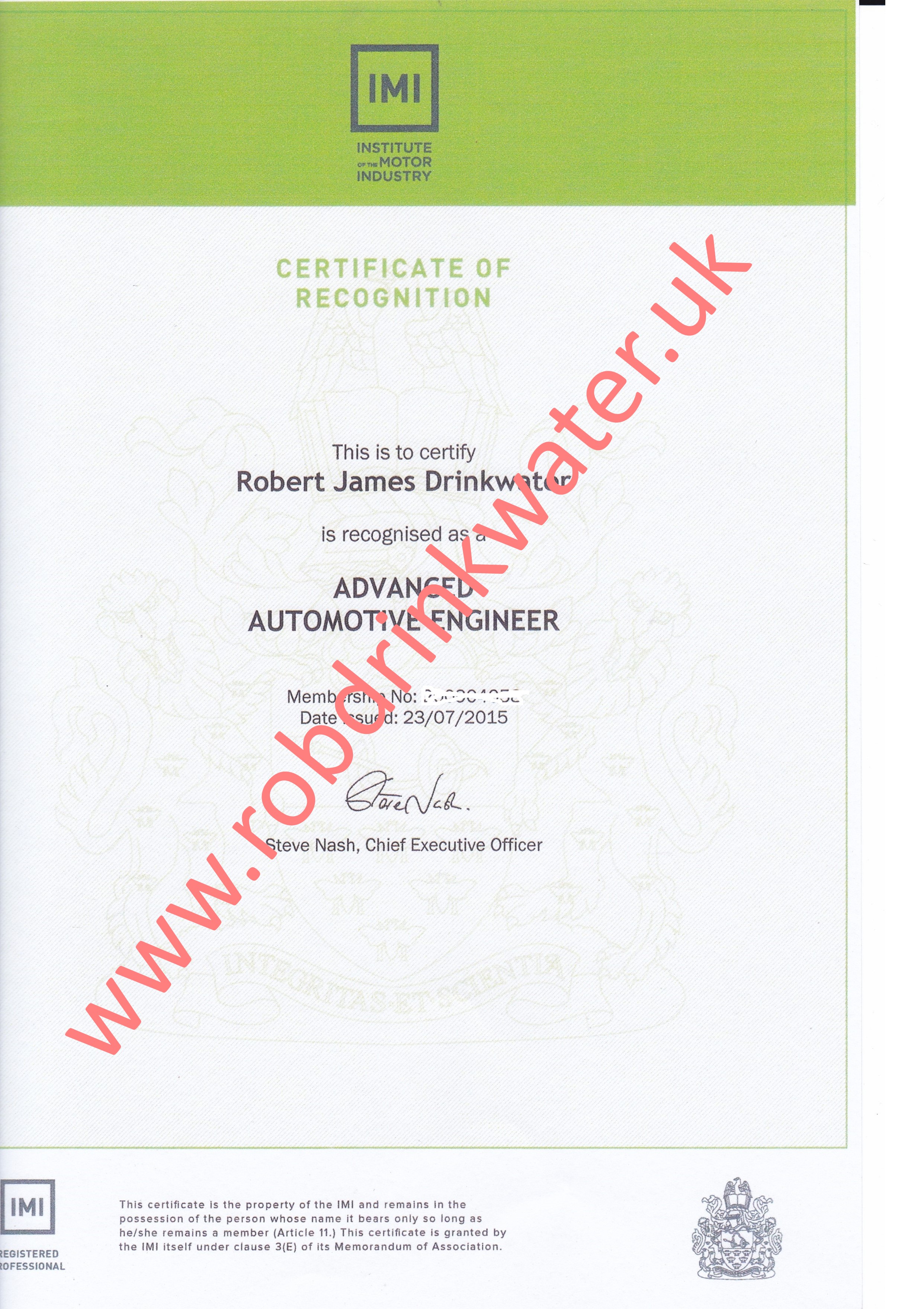 IMI Advanced Automotive Engineer Accreditation