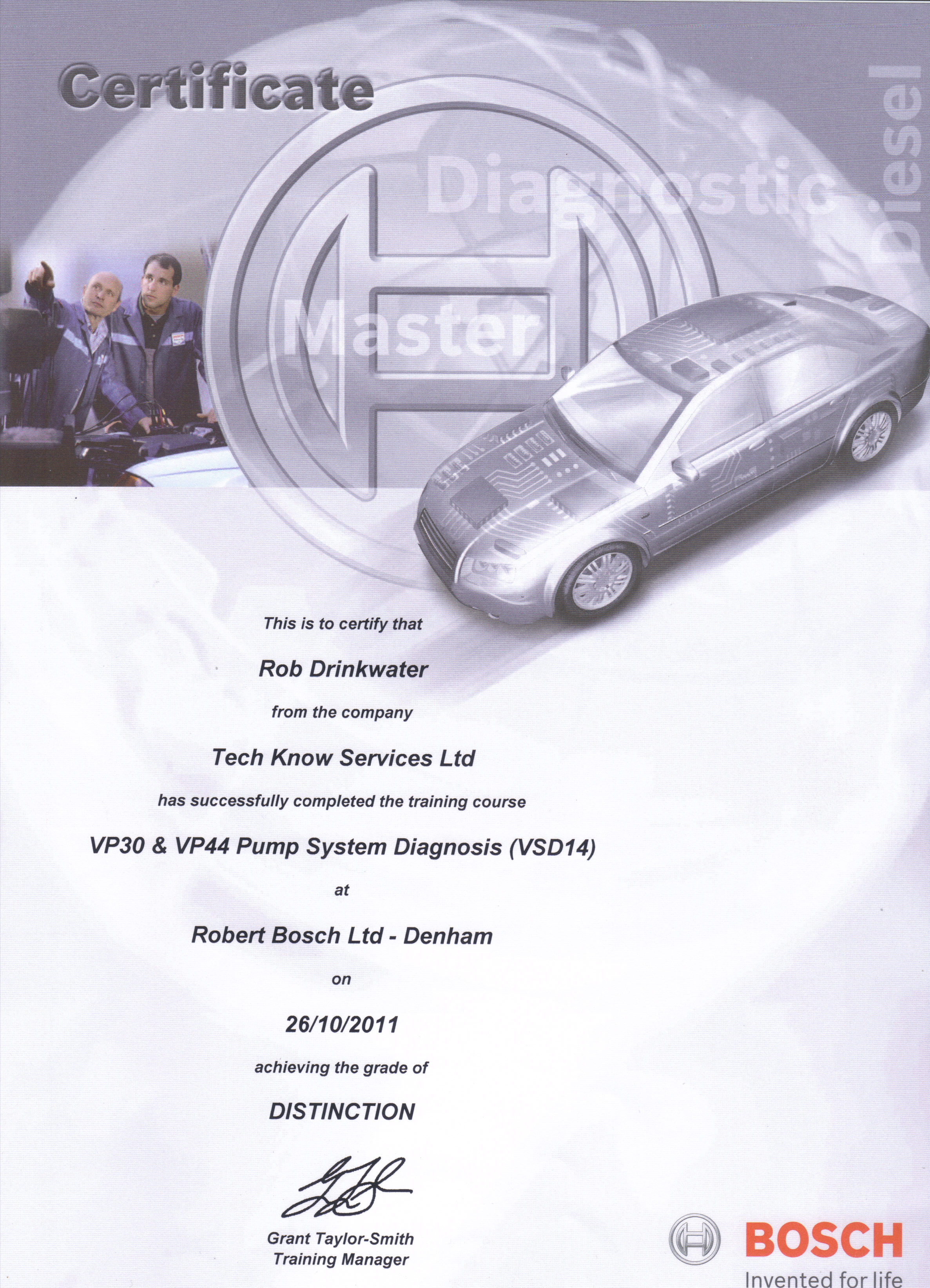 VSD14 Bosch VP30 & VP44 Pump System Diagnosis Course Certificate 2011