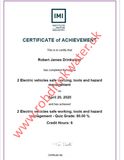 IMI Electric Vehicle Certificate